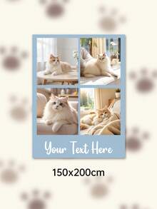 Custom Photo Text Throw Blanket, Personalized Picture Collage Fleece Blanket, Customized Pet Memory Photo Blanket For Sofa Bed Home Decor Gift - Multicolor - View 35