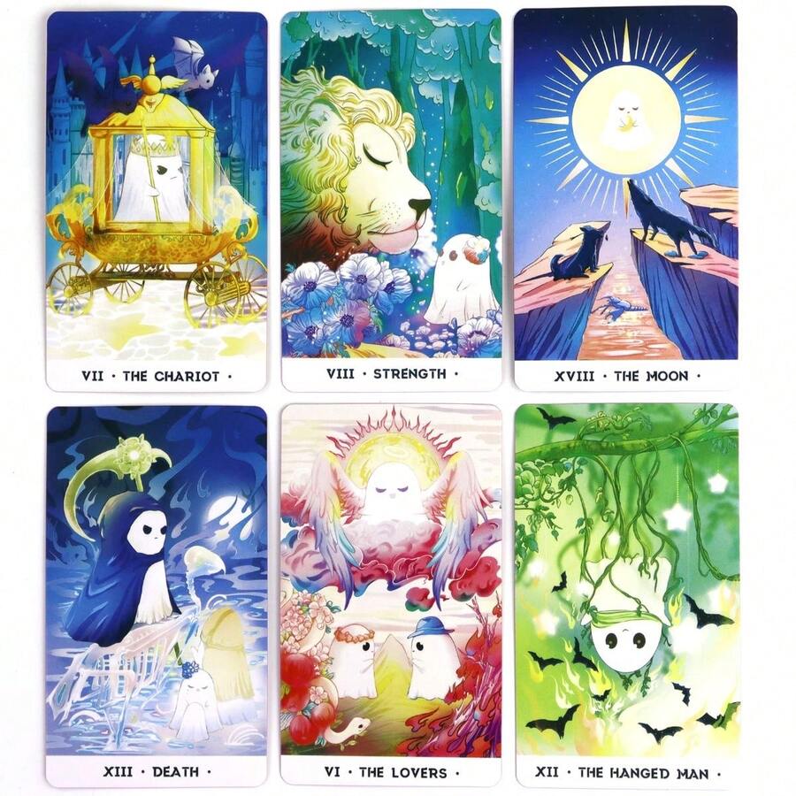 Cute Ghost Tarot Cards 10*6cm Mini Size Halloween Party Gathering Table Game Cards Holiday Gift For Friends - Multicolor - View 1