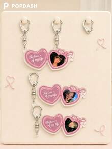 1/6Pcs KATSEYE Members Pink Heart Portrait Acrylic Keychain Set Yoonchae Megan Manon Lara Daniela Sophia Fan Bag Charm - Multicolor - View 3