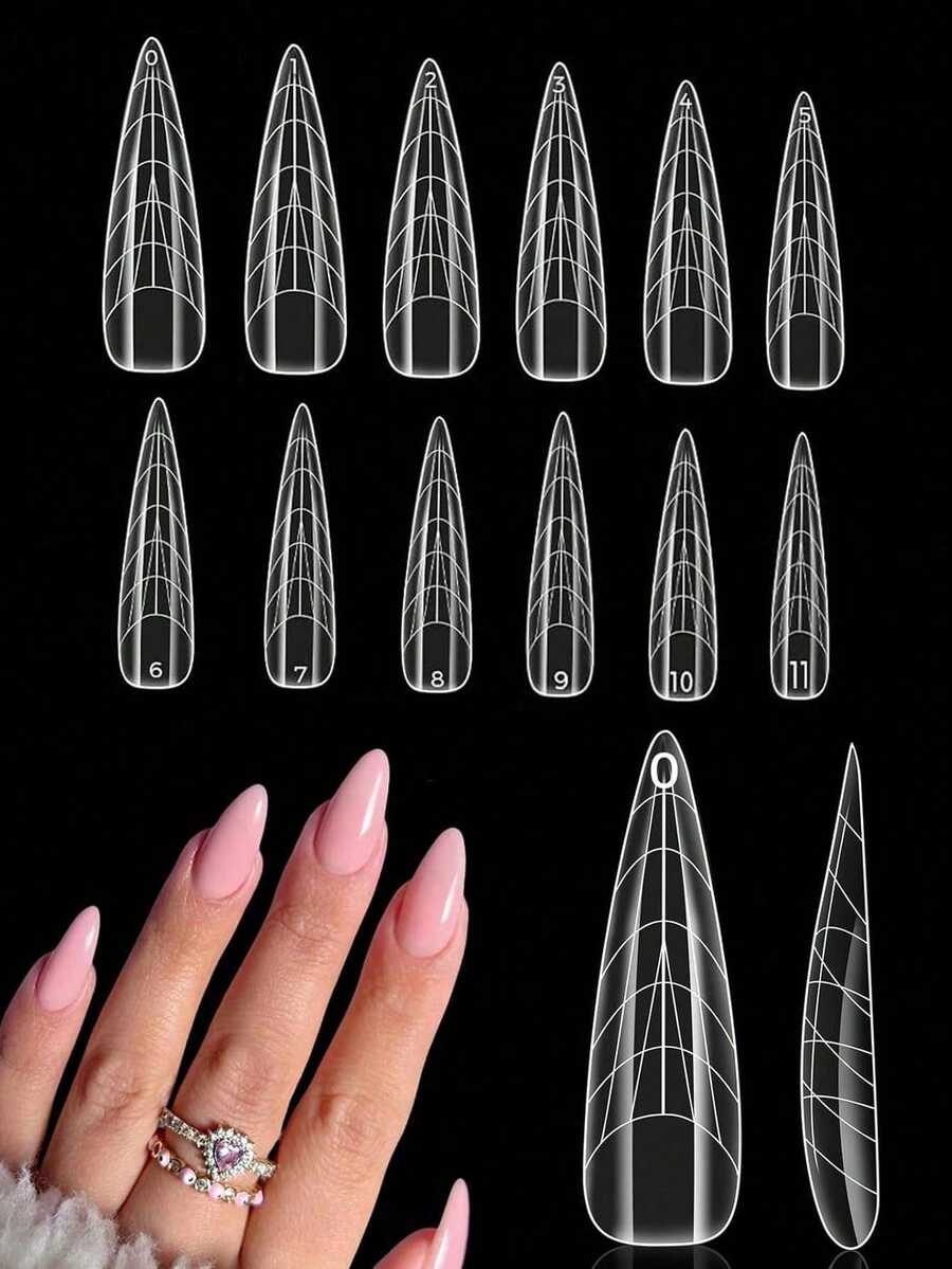 120pcs Flat Gel Nail Art Molds, Almond & Straight Shape, Built-In Pointed Tip, Double-Ended Design, Reusable, Pre-Set French Line, Suitable For Nail Salon & Home DIY Nail Art - Multicolor - View 1