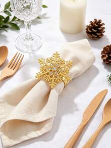 6/12pcs, Christmas Rhinestone Snowflake Napkin Rings, Suitable For Christmas Restaurant Table Decoration, Christmas Napkin Rings, Suitable For Christmas Table Decoration Napkin Rings, Christmas Napkin Holders, Christmas Party Napkin Rings - Multicolor - View 3
