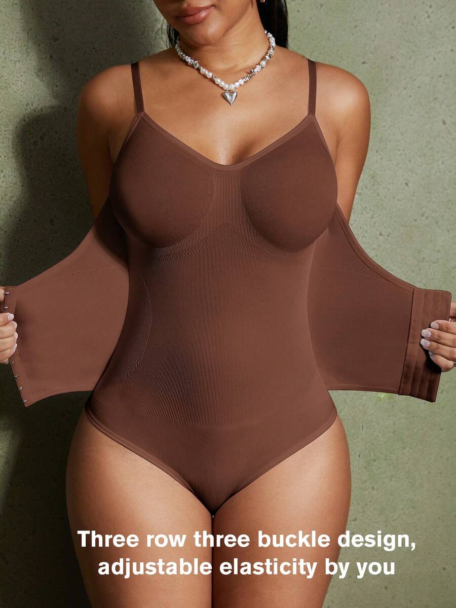 Women's Fashion Waist Shaping Slightly Adjustable Single-Breasted Bodysuit - Fully Wrap Around Fat To Create A Perfect Figure - Brown - View 1
