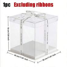 1pc Transparent Gift Box, PET Material High-Style Gift Packaging Box With Lid, Suitable For Birthday, Wedding And Holiday Party Transparent Gift Box - White - View 3