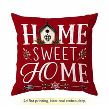 4pcs/1pc Warm Red Christmas Decorative Pattern Pillow Case Without Insert, Single-Sided Printed Pillow Case, Suitable For Living Room, Bedroom, Home Decor, All-Season Pillow Case - Multicolor - View 17
