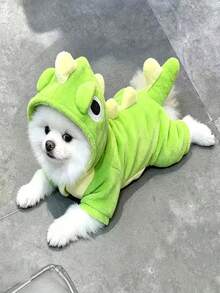 1pc Pet Supplies, Pet Autumn And Winter Dinosaur Costume, Suitable For Small Dogs, Cats, And Versatile For Festivals. - Green - View 10