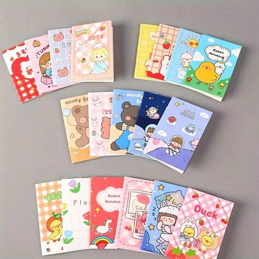 10/20/40pcs (Random Style) Cute Mini Pocket Notebooks, Portable Mixed Color Journals With Cute Animal And Character Patterns, Suitable For School Supplies, Prizes And Gifts, Essential Stationery For Back To School