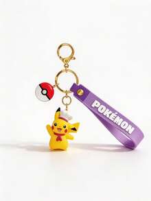 MINISO Pokemon Pikachu Chef Outfit Keychain With Purple Strap And Pokeball Charm For Handbag Backpack Keys, Birthday, Christmas Gift - Style 1 - View 7