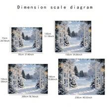 1pc Wall Tapestry Open Door Winter Snow Landscape Print Wall Hanging Snow Covered Pine Tree Falling Snow Festive Light Pattern Wall Decor For Bedroom Living Room Dorm Sofa Background Aesthetic Cloth For Holiday Party Photoshoot Backdrop Interior - Multicolor - View 3