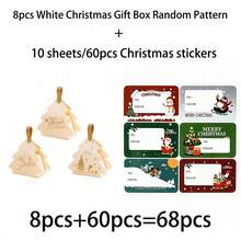 34/68/106pcs Christmas Tree Shaped Gift Boxes, Gold Foil Stamping, Burgundy And Green Paper Boxes, Deer Pattern, Suitable For Holiday Decoration, Party Tabletop Decoration, Table Centerpiece Decoration, Includes Christmas Stickers - Multicolor - View 15