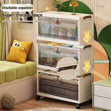 Multi-Size Flip-Top No-Assembly Folding Storage Cabinet, Home Organizer Cabinet For Living Room, Snack, Toy And Miscellaneous Storage - White - View 6