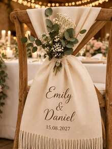 Personalized Wedding Chair Shawl Decor, Customized Wedding Scarf, Wedding Chair Banner, Polyester Single-Sided Printed Banner, Bridal Shower Party Favor - Multicolor - View 5