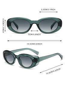 1 Pair Men's Transparent Green Oval Frame Minimalist Versatile Fashion Glasses - Translucent Green - View 4