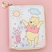 Mesuca Cute Zipper PU Leather Short Wallet, Kawaii Cartoon Print Yellow Multi‑Color Square Coin Purse - Multicolor - View 8