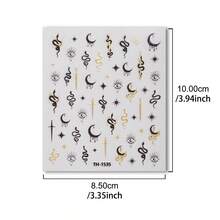 1pc Gold & Black Mysterious Snake Moon Star Face Sticker, Witch Style Occult Celestial Demon Eye Face Decal, Gothic Mysterious Makeup Sticker, Suitable For Halloween, Witch Cosplay, EDM Festival, Theme Party Costume Accessory - Multicolor - View 6