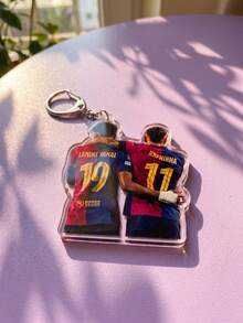 1Pc/4Pcs Raphinha Themed Acrylic Keychains, Featuring Celebration Action Illustration, Photo Frame, Jersey Back View Group Photo And Colorful Pop Art Portrait Design, Fashionable Bag Charm, Suitable For Back To School, Gift For Football Fans, Exquisite Collection, All Seasons - Multicolor - View 9