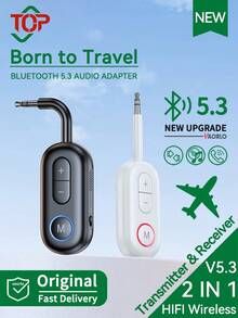 KZ 2-In-1 Bluetooth 5.3 Audio Receiver/Transmitter, HiFi Stereo Wireless Adapter With 3.5mm AUX Port And Microphone, Compatible With Car, Airplane, TV, Computer, Speaker - 2-in-1 Adapter - View 3