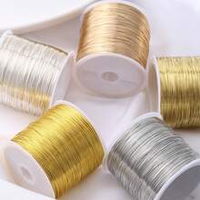 Benang Metalik Emas dan Perak 100m/Gulung 0,3/0,4mm untuk Gelang dan Kalung DIY, Tali Manik Perhiasan Anti Pudar, Buatan Tangan - beraneka warna - View 4