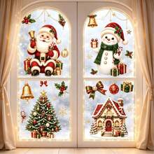 Miếng dán tĩnh điện trang trí kính cửa sổ ngày lễ hình người tuyết, chuông, ông già Noel, tuần lộc, họa tiết trang sức tinh xảo - Nhiều màu - Xem 5