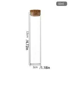 12pcs Glass Test Tubes] 12pcs/Set Transparent Glass Test Tubes With Cork Stoppers | Empty Glass Bottles, Suitable For Handmade DIY, Wedding Gift Making | Capacity: 15ml/20ml/25ml/30ml/40ml/50ml/55ml/60ml, Bottle Diameter 3cm - Multicolor - View 8