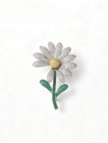 1pc Fashion Daisy Flower Brooch, Metal Decorative Pin, Colorful Floral Collar Accessory, Suitable For Suit Jacket, Scarf, Shawl, Applicable For Daily Wear, Date, Party, Women's Jewelry Accessory - Chrysanthemum - View 6