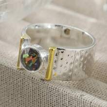 Vintage Wide Geometric Women's Ring, Niche Design Holiday Jewelry Accessory Gift - Silver - View 10
