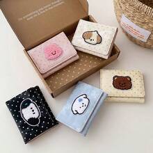 Cute Puppy Embroidered Polka Dot Tri-Fold Wallet With Multiple Card Slots And Photo Window - Multicolor - View 12