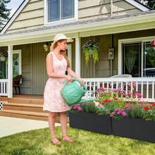 1pc Three-Compartment Breathable Plant Growing Bag, Plant Growing Mat, Rectangular Growing Bag With Three Holes, 15-Gallon (Approx. 5.7 Liters) Breathable Planter, Suitable For Outdoor Plants And Flowers - Black - View 3