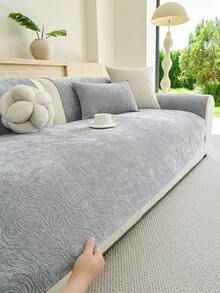 1 Buah Bantal Sofa Anti Selip Chenille Warna Solid Bergramasi Tinggi untuk Semua Musim, Gaya Minimalis, Kain Dekoratif & Pelindung Sofa untuk Rumah, Dapat Dicuci dengan Mesin. - Light Grey - View 4