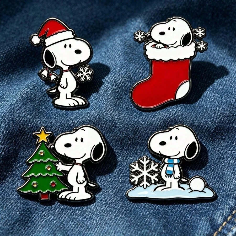 SNOOPY قطعة واحدة دبوس معدني بتصميم كلب كرتوني، شارة سبيكة ديكور عيد الميلاد اللطيف، إكسسوار إبداعي، هدية للأصدقاء - متعدد الألوان - مشاهدة 1