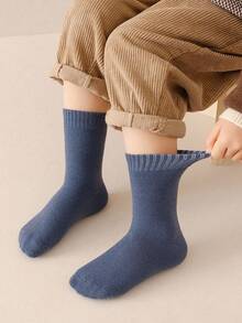 5 Pairs Girls Random Terry Socks, Children & Toddler Mid-Calf Socks, Pink, Purple, White, Solid Color, Autumn & Winter, Soft & Warm, Thick, Simple, Cute, Fashionable, Versatile, Suitable For Daily Wear - Multicolor - View 8
