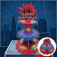 Disney 1pc Spider-Man Desktop Cake Stand, Creative 3-Tier Paper Rack, Suitable For Party Birthday Gathering Decoration Display, Perfect Party Gift, Fan Holiday Gift - Multicolor - View 4