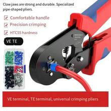 1200pcs VE Pre-Insulated Tubular Cold Pressing Wire Terminals And Ratchet Crimping Pliers Set, Full Copper Core Terminal Sleeves, Self-Adjusting Multi-Size Wire Crimping Tool Kit, Suitable For Home Appliance Maintenance And DIY Wiring Projects - VE Conduit Terminal + Dedicated Crimping Tool Set - View 6
