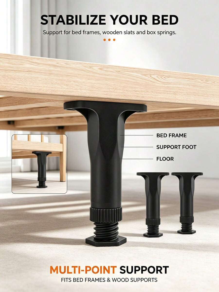 2pcs/1pc 16cm~28cm Heavy Duty Adjustable Bed Support Legs, PP Plastic Height Adjustable Furniture Feet, Bed Frame Replacement Parts - 16cm~28cm - View 1