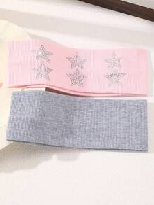 2pcs/4pcs Women's Ribbed Knit Headband Set, Rhinestone Star Wide Elastic Headband, Y2K Street Style Soft Elastic Hairband, Suitable For Autumn/Winter Sports, Yoga, Daily Makeup, Face Washing Hair Accessory - Multicolor - View 8