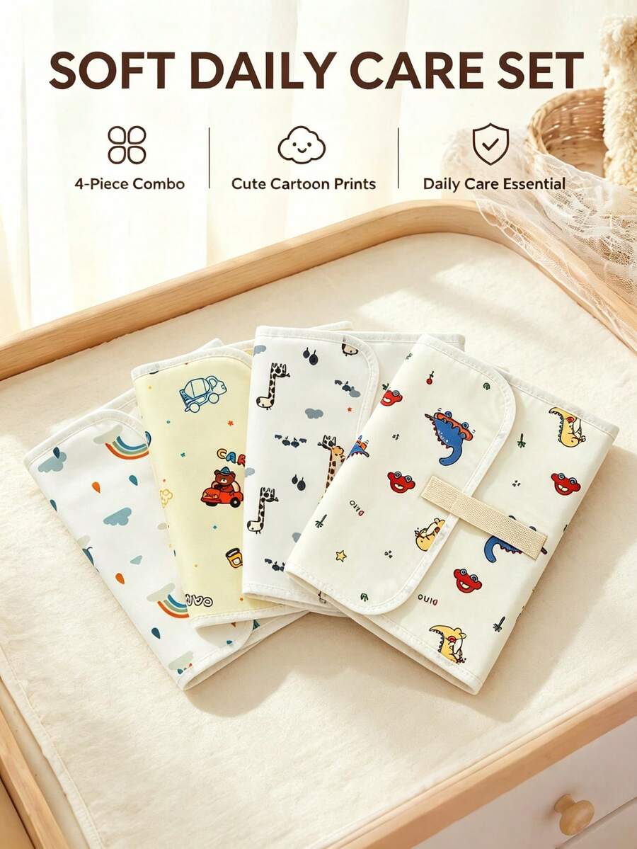 1 buah Alas Ganti Popok Bayi Tahan Air, Dapat Dicuci & Bernapas, Motif Kartun Dinosaurus / Mobil / Jerapah / Gajah, Portabel - MultiWarna - View 1