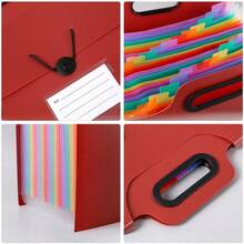 A4 3-Side Sealed Accordion File Folder, Standing Portable Storage Handbag, 13-Pocket Colorful Exam Paper Organizer, Large Capacity Classification Folder For Office And Study - Multicolor - View 5