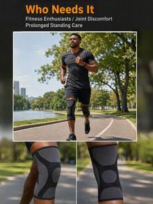 1pc/2pcs Knitted Knee Sleeve, Knitted Fabric Sports Support Guard, Silicone-Free Non-Slip Knee Pad, Suitable For Running, Basketball, Cycling, Outdoor Sports Joint Protection, Comfortable Wear - Multicolor - View 9