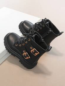 Girls' Ankle Boots, Thick Sole, Anti-Slip, Autumn/Winter - Black - View 4