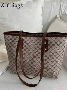 2026 Fashion Handbag Large Capacity Multi Compartment Commuter Suitable For Girlfriend Shopping Work Designer Inspired Geometric Pattern High - Khaki - View 9