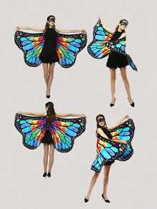 Rainbow Gradient Butterfly Wing Shawl, Soft Clothing Accessory, Suitable For Christmas Costume Party, Glamorous Theme Costume Party - Multicolor - View 8