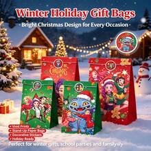 KPop Demon Hunters 12pcs/24pcs Character Print Paper Gift Bags With Matching Stickers, Stylish Anime Figure Pattern Treat Goodie Bags, Heavy-Duty Paper Favor Bags For Gathering Get-Together Snack Candy Present Packaging, Multi-Functional Decorative Storage Packaging Bags, Used For Event Table Decoration, 4 Unique Vibrant Artistic Patterns, Foldable And Reusable Gift Storage Bags - Multi-color - View 3