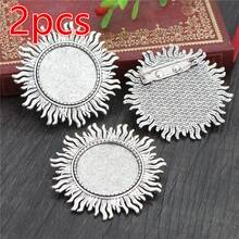 2pcs 25mm Inner Size Sun Style Brooch Cabochons Blank Base Setting Bezel Tray Alloy Metal DIY Jewelry Making Accessories Findings - Brooch Pin - View 5