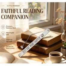 1pc Stainless Steel Bookmark "Read One More Chapter" Engraved Pendant, Fun Reading Accessory For Book Lovers - D - View 9