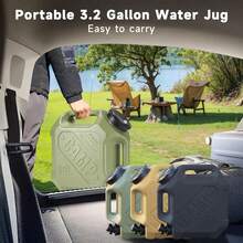 1pc 12L/3.2 Gallon Capacity Portable Outdoor Water Bucket Storage Container With Faucet, Anti-Drop & Leakproof, Suitable For Camping, Hiking, Picnic, Green/Black/Sand Color - Multicolor - View 2