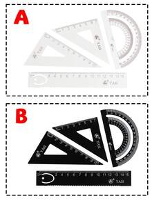 Metal Drawing Set For Middle And Elementary School Students, 4-Piece Set With Ruler, Triangle Ruler, Protractor, Wear-Resistant And Durable, Exam Drawing And Measurement Tool With Transparent Box - Sets - View 10