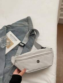Versatile Casual Nylon Minimalist Chest Bag, New Sports Waist Bag, Versatile For Commuting And Outings, Single Shoulder Crossbody - Grey - View 9