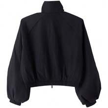 Adidas Women's BALLOON TT Loose Fit Comfortable Stand Collar Woven Jacket For Daily Outdoor Wear KY0545 - Black - View 5