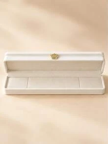 1pc Elegant Cream Jewelry Gift Box, Ring Earring Necklace Bracelet Storage Display Box, Gold Button Closure, Luxury Wedding Engagement Proposal Gift Packaging Box - White - View 12