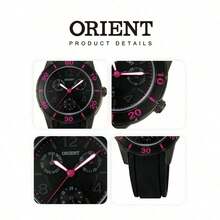 Orient Women's Gun‑Metal Multi‑Function Quartz Watch Black Dial Pink‑Accent Bezel Multi‑Sub‑Dial Week‑Date Display Silicone Strap Sport‑Casual Ladies Watch - Silver - View 6