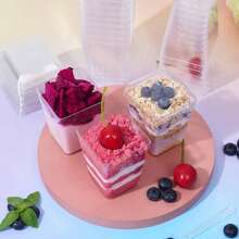 10/25/50/100pcs 5oz Clear Dessert Cups, Meal Prep And Portion Control, Individual Mini Containers For Greek Yogurt, Protein Pudding, Overnight Oats And Snacks, Tight-Fitting Lids Keep Everything Fresh, Stackable For Fridge - Transparent - View 8